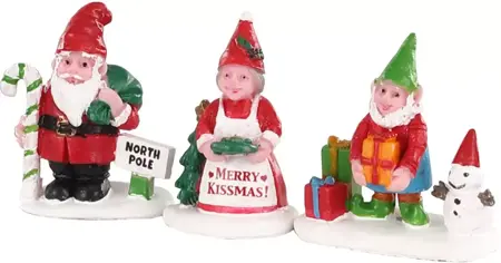 Lemax kerstdorp figuren 'Christmas garden gnomes'