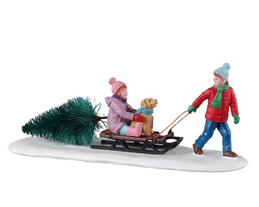 Lemax kerstdorp figuur 'Bringing Home Our Tree'
