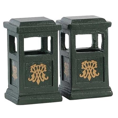 Lemax kerstdorp figuur green trash can