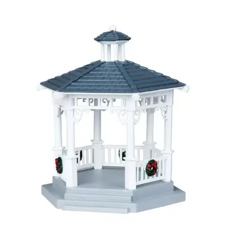 Lemax kerstdorp figuur plastic gazebo with decorations 
