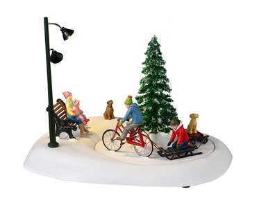Lemax kerstdorp figuur 'Snowbiking With Dad'