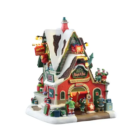 Lemax kersthuisje 'The elf service sleigh & sled repair'