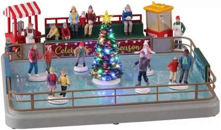 Lemax outdoor skating rink bewegend kerstdorp figuur
