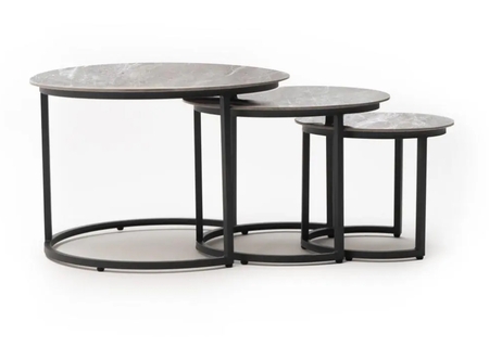 Tierra Outdoor Louvre Tafel set van 3 met keramisch tafelblad