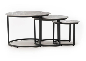 Tierra Outdoor Louvre Tafel set van 3 met keramisch tafelblad