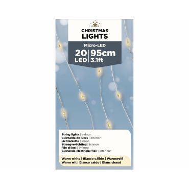 Micro-LED streng verlichting 20LED warm wit - afbeelding 1