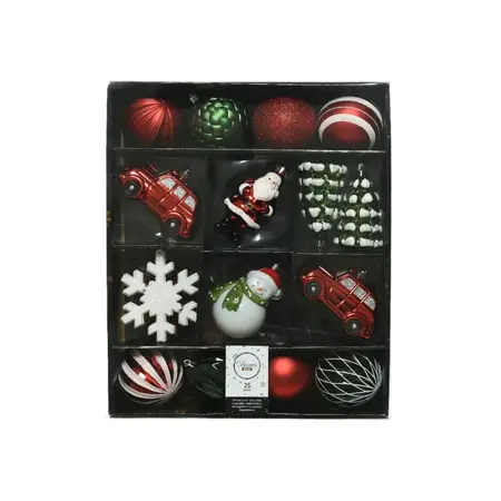 Decoris kerstballen mixdoos rood/groen/wit - afbeelding 1