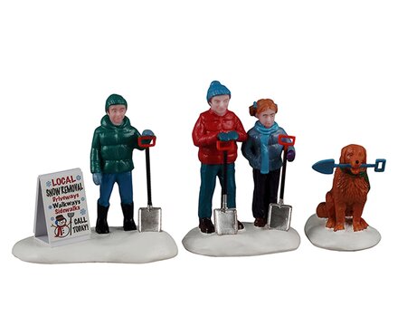 Lemax kerstdorp figuur 'Neighborhood Snow Shovelers'