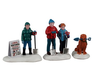 Lemax kerstdorp figuur 'Neighborhood Snow Shovelers'
