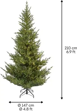Everlands kunstkerstboom Norway 210 cm - met verlichting - afbeelding 4