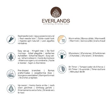 Everlands kunstkerstboom Norway 240 cm - met verlichting - afbeelding 5