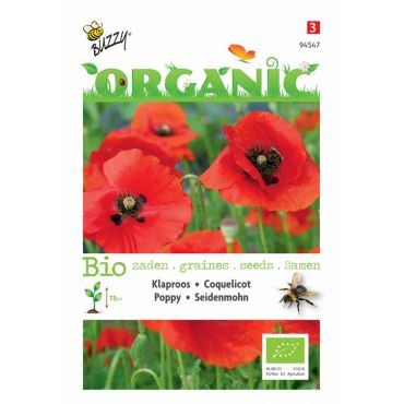 Papaver, Klaproos Rood (BIO) - afbeelding 1