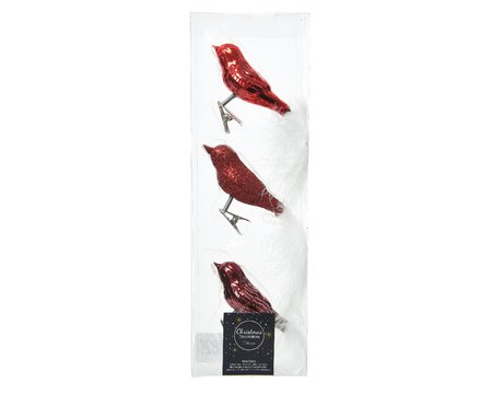 Decoris glazen ornament vogels rood - afbeelding 1
