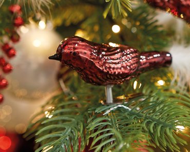 Decoris glazen ornament vogels rood - afbeelding 2