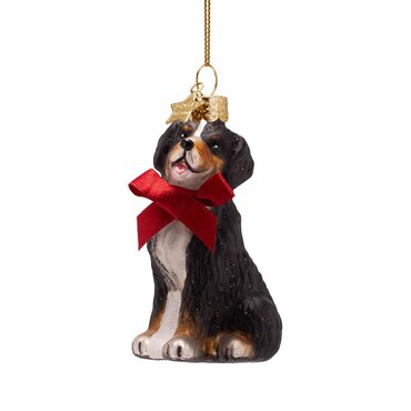 Vondels kersthanger berner sennenhond met strik - afbeelding 1