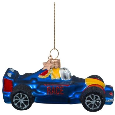 Vondels kersthanger blauwe race auto