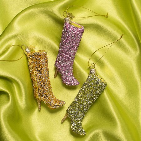 Vondel kersthanger glitter laars groen