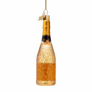 Vondels kersthanger champagnefles met glitters "chic champagne" - afbeelding 2