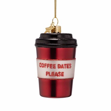 Vondels kersthanger koffie mok to go "dates please" - afbeelding 1