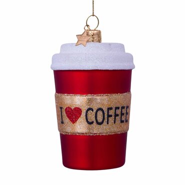 Vondels kersthanger koffiebeker "I <3 coffee" - afbeelding 1