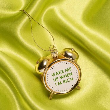 Vondels kersthanger wekker goud "wake me up when I'm rich" - afbeelding 3