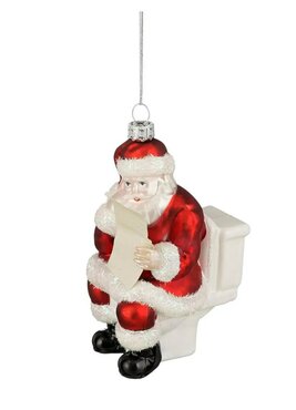 Ornament Kerstman op de WC