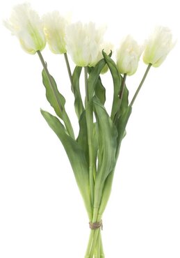 Zijden papegaaitulpen 6 stuks - wit