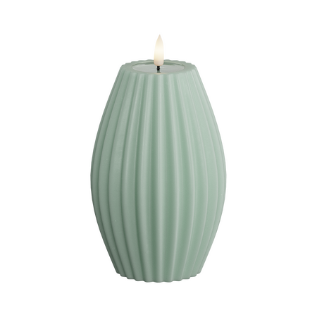 LED kaars gestreept saliegroen 10x15 cm