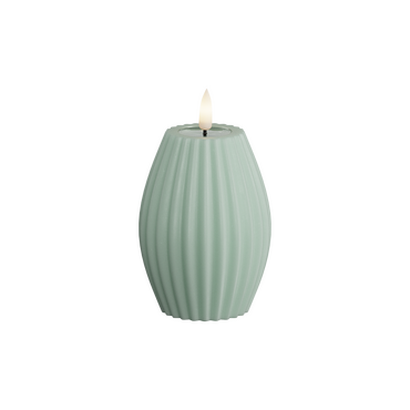 LED kaars gestreept saliegroen 7,5x10 cm