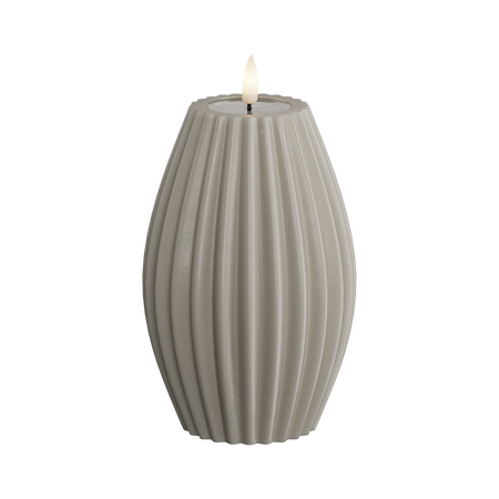 LED kaars gestreept zandkleurig 10x15 cm