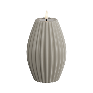 LED kaars gestreept zandkleurig 10x15 cm