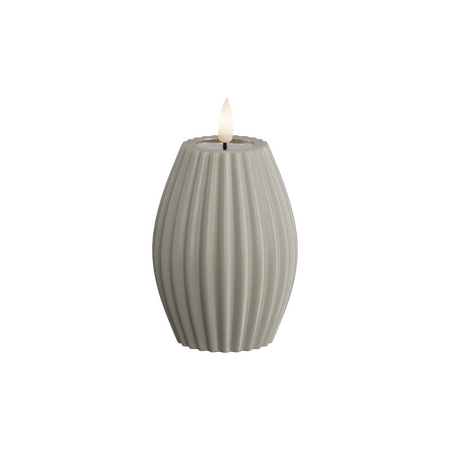 LED kaars gestreept zandkleurig 7,5x10 cm