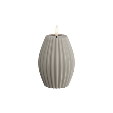 LED kaars gestreept zandkleurig 7,5x10 cm