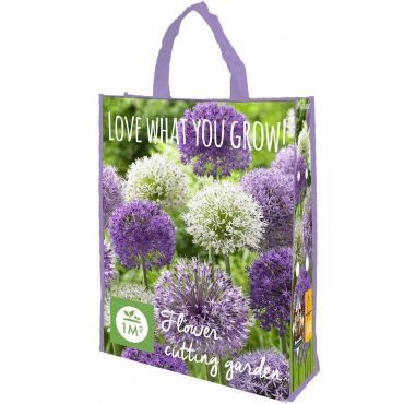 Shopping Bag met Allium paars-wit Mix 'Love what you Grow'
