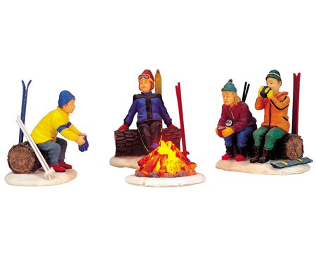 Lemax kerstdorp figuur 'Skiers' Camp Fire'