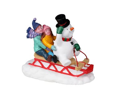 Lemax kerstdorp figuur 'Sledding With Frosty'