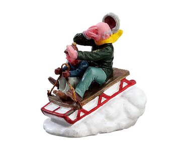 Lemax kerstdorp figuur 'Sledding With Gramps'
