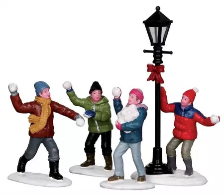 Lemax snowball fight! Kerstdorp figuren