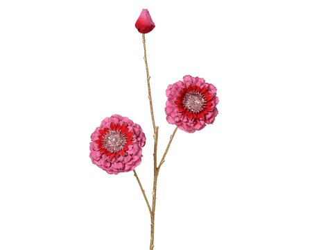 Everlands zijden bloem roze glitter 74 cm