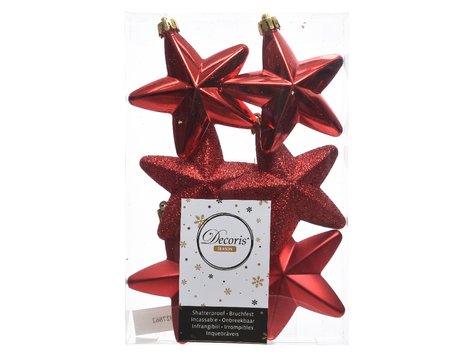 Decoris kersthangers sterren kunststof kerstrood - afbeelding 1