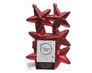Decoris kersthangers sterren kunststof kerstrood - afbeelding 2