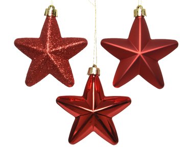 Decoris kersthangers sterren kunststof kerstrood - afbeelding 2