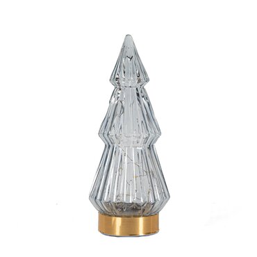 Tafellamp kerstboom glas grijs/goud ↕23,5 cm