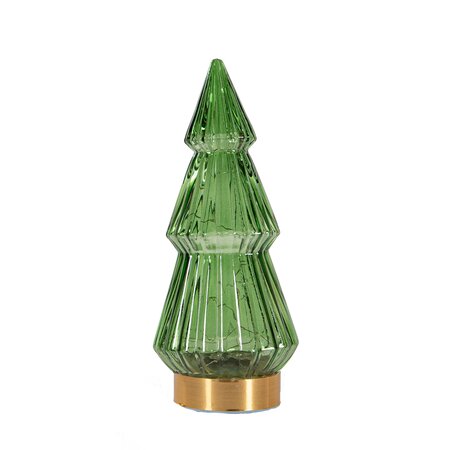 Tafellamp kerstboom glas groen/goud ↕23,5 cm - afbeelding 1