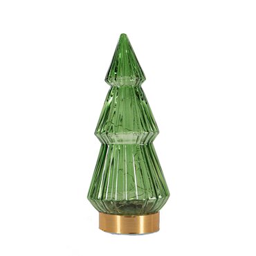 Tafellamp kerstboom glas groen/goud ↕23,5 cm - afbeelding 1