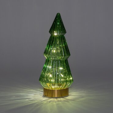 Tafellamp kerstboom glas groen/goud ↕23,5 cm - afbeelding 2