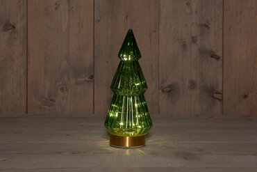 Tafellamp kerstboom glas groen/goud ↕23,5 cm - afbeelding 3