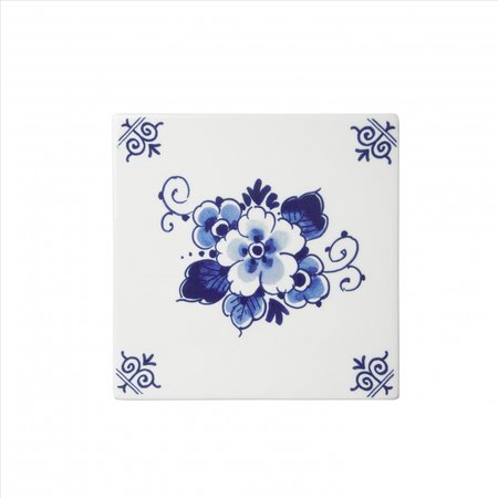 Heinen Delfts Blauw tegel bloem - afbeelding 1