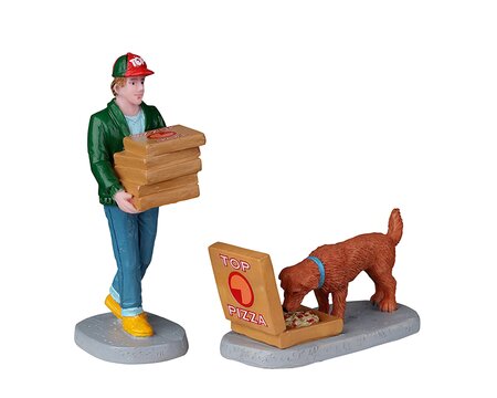 Lemax kerstdorp figuur 'Top Pizza Delivery'
