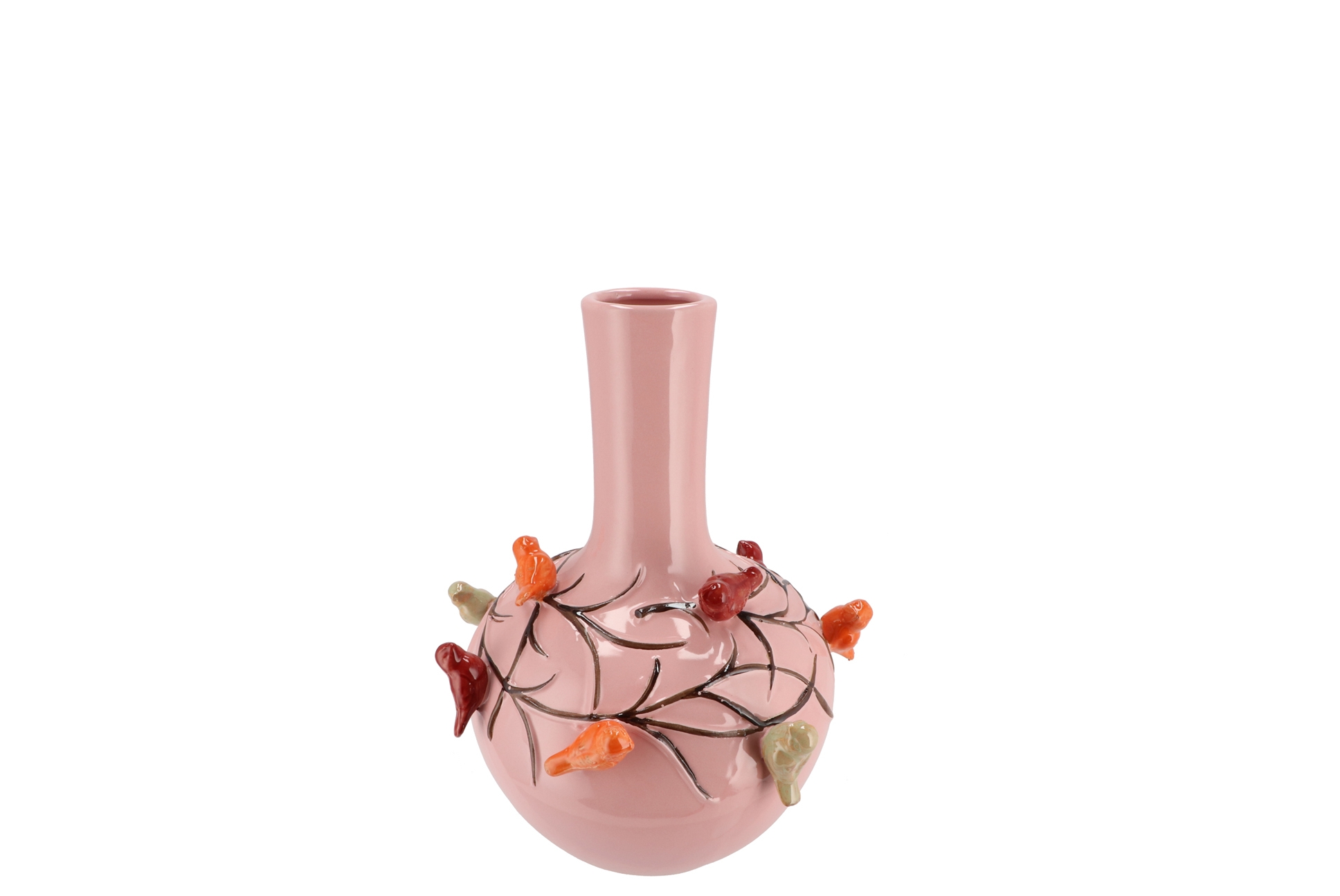 Vaas met vogels roze - Tuincentrum Borghuis